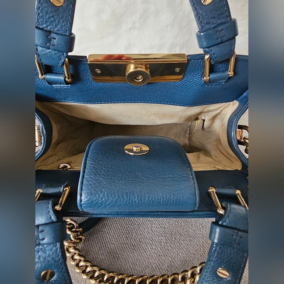 Chanel Grained Calfskin Stitched Small Label Click Shopper Tote Blue - Picture 3 of 10
